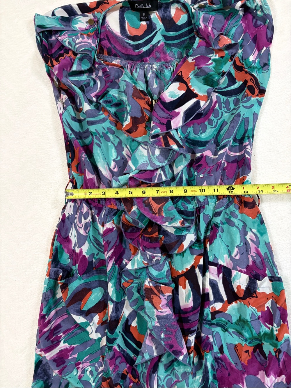 Charlie Jade Teal & Purple Ruffled Mini Dress - Picture 10 of 12